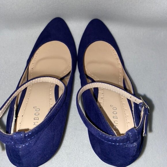Bamboo Size 8 1/2 Cobalt Blue Ankle Strap Wedges - Picture 6 of 16